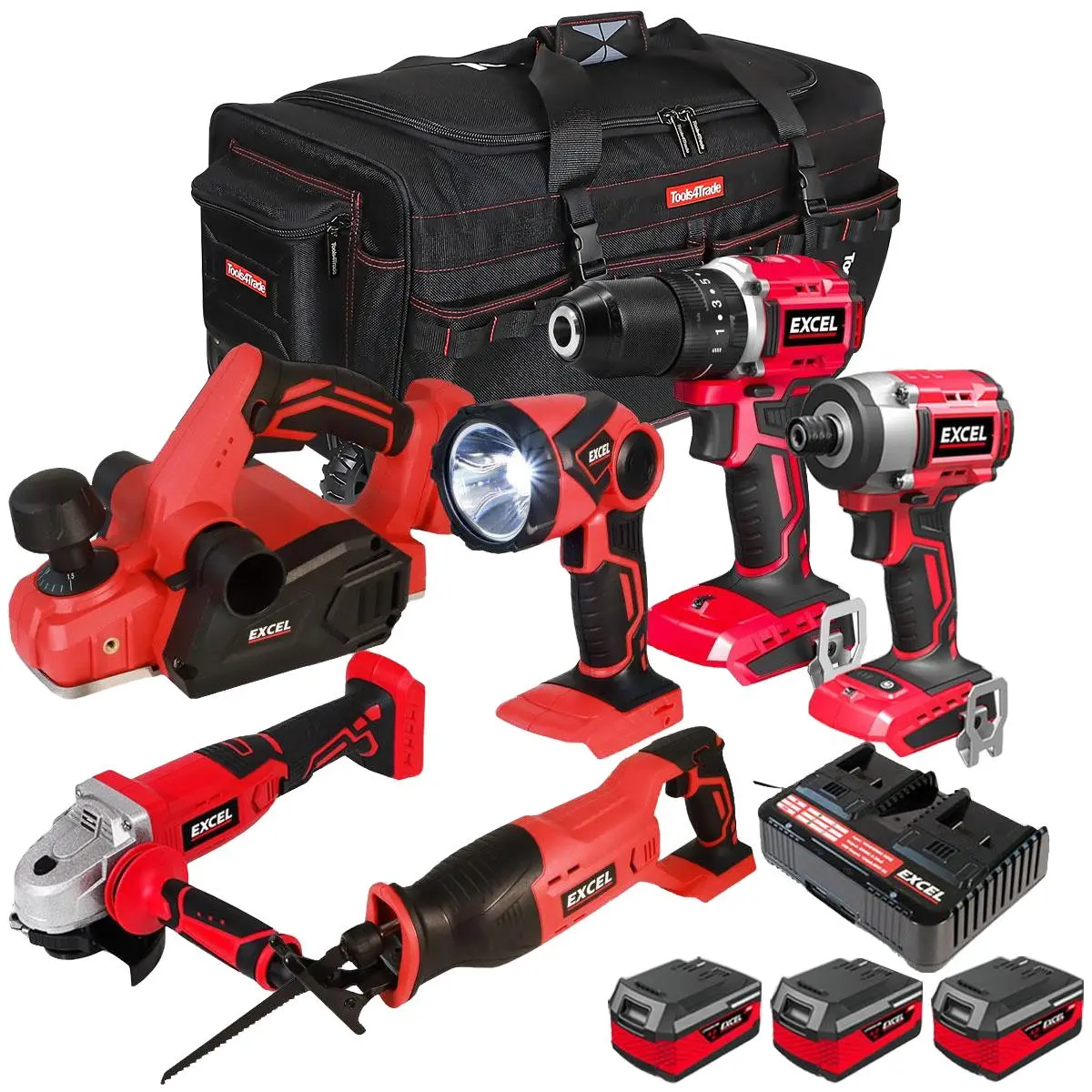 Excel 18V 6 Piece Combo Kit With 3 X 4.0Ah Batteries & Charger Exl8952 1