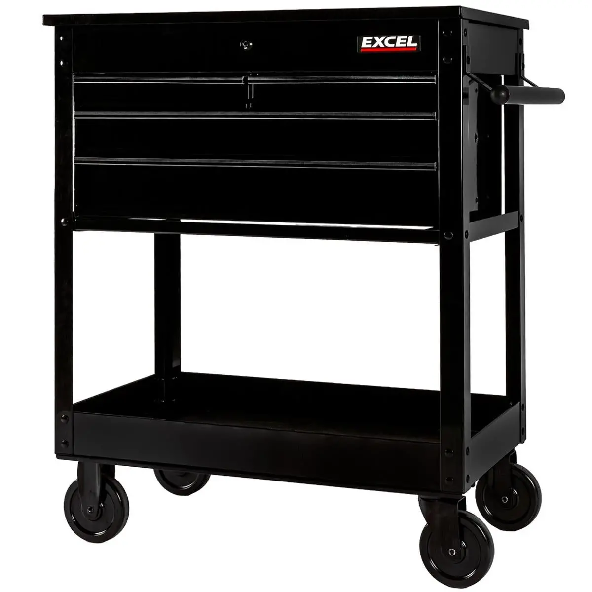 Excel 30" Heavy-Duty Mobile Tool Trolley With Lockable Top & 4 Ball-Bearing Drawers – Garage & Workshop Storage 1