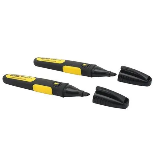 Stanley 0-47-314 Black Chisel Tip Markers Pack Of 2 Sta047314 1
