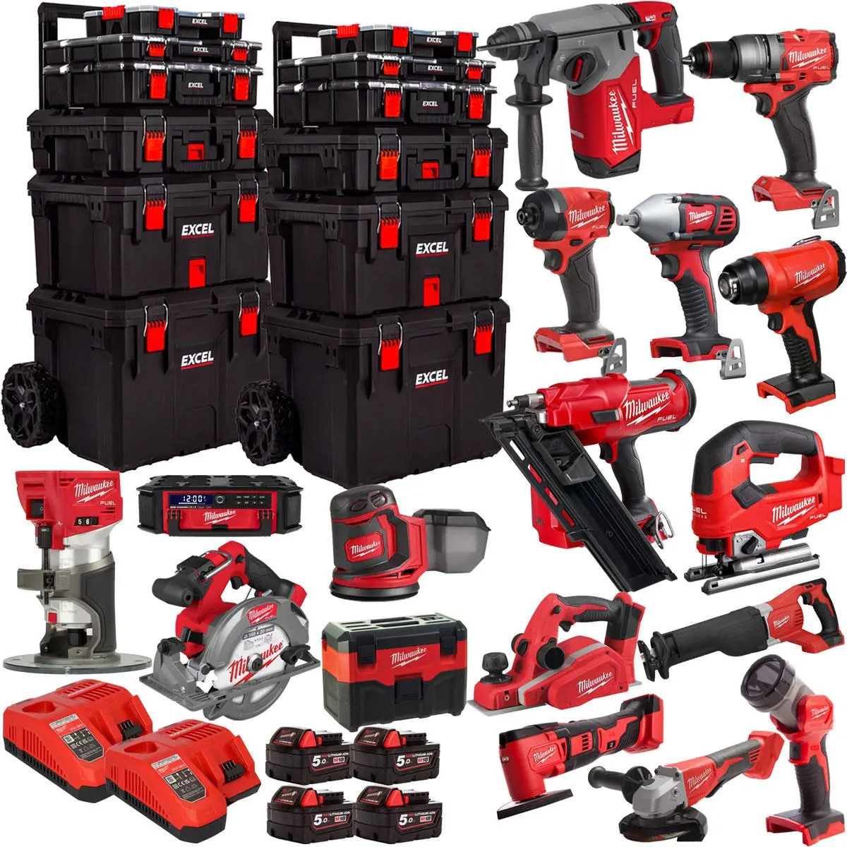 Milwaukee 18V 17 Piece Combo Tool Kit With 4 X 5.0Ah Battery & Trolley Toolbox 1