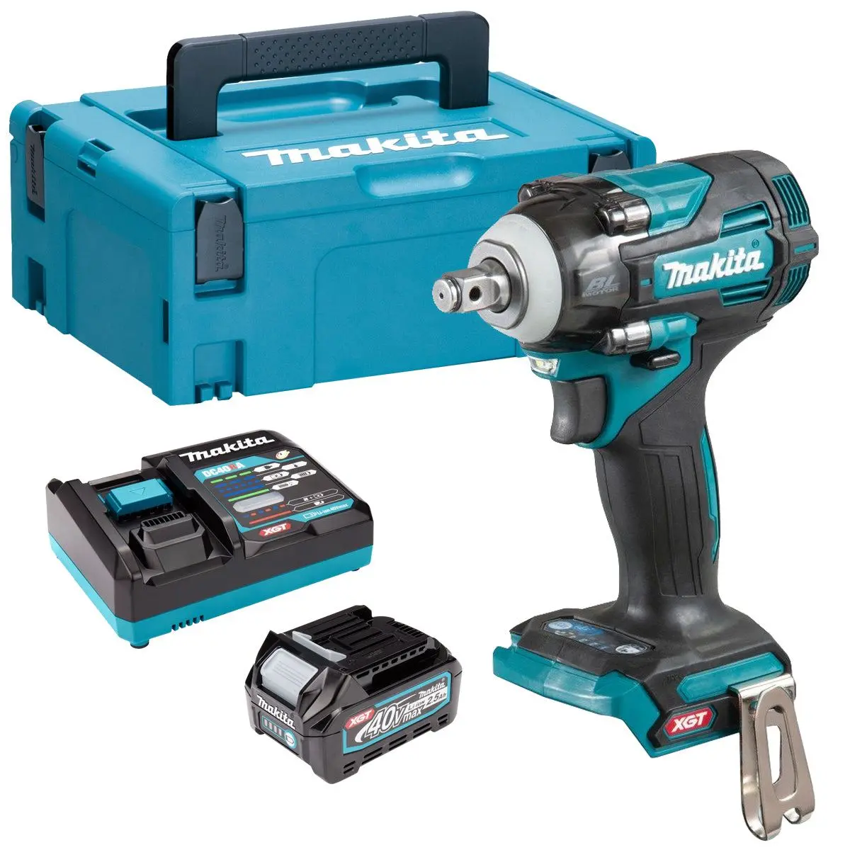 Makita Tw004gz01 40V Brushless 1/2" Impact Wrench With 1 X 2.5Ah Battery Charger & Case 1