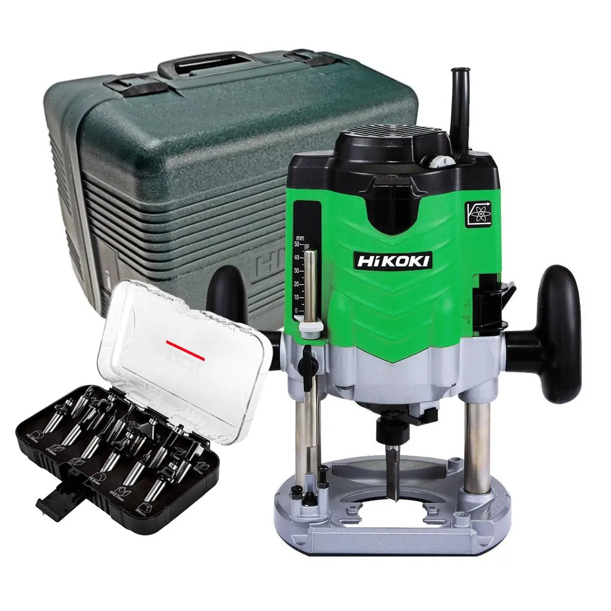 Hikoki M12vej6z 1/2" Variable Speed Router 230V/2000W In Carry Case With 12 Piece Router Set 1