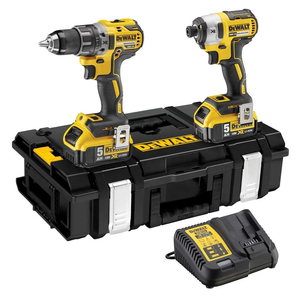 Dewalt Dck266p2-Gb 18V Xr Brushless Twin Pack With 2 X 5.0Ah Batteries Charger In Case - Spl 1