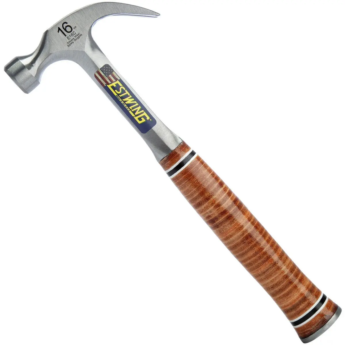 Estwing 16Oz Curved Leather Grip Claw Hammer Este16c 1