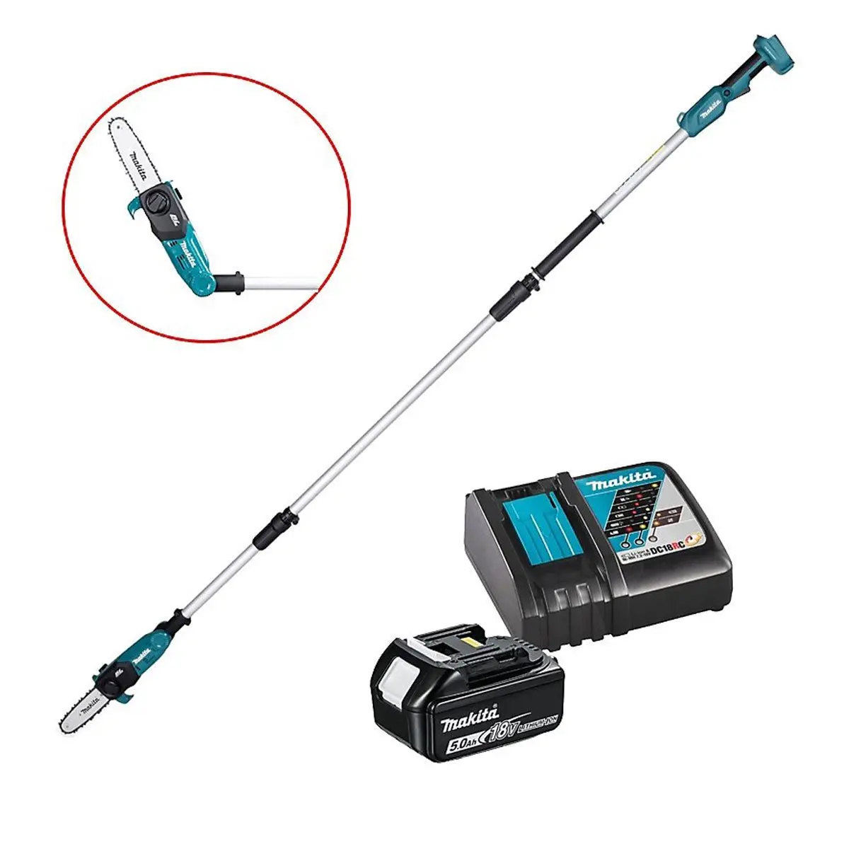 Makita Dua200rt 18V Lxt Brushless 20Cm Telescopic Pole Chainsaw With 1 X 5.0Ah Battery & Charger 1