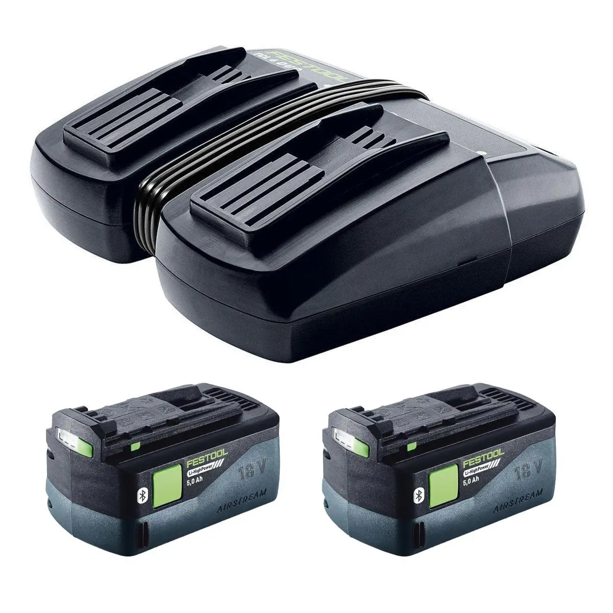 Festool 18V 2 X 5.0Ah Airstream Battery 578519 & 10.8-18V Tcl 6 Duo 230V Gb Rapid Charger 577019 1