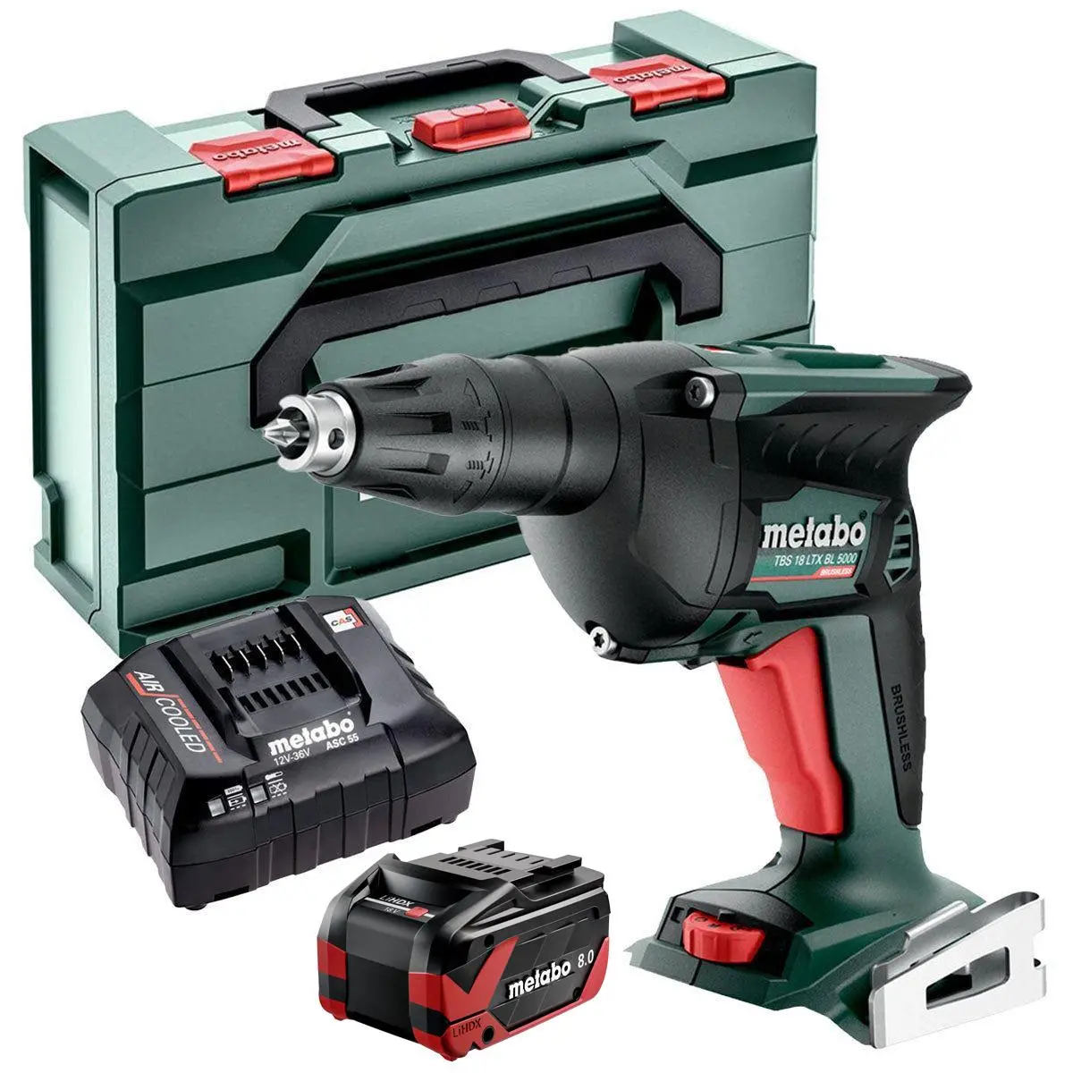 Metabo Tbs 18 Ltx Bl 5000 18V Brushless Drywall Screwdriver With 1 X 8.0Ah Battery Charger & Metabox 1