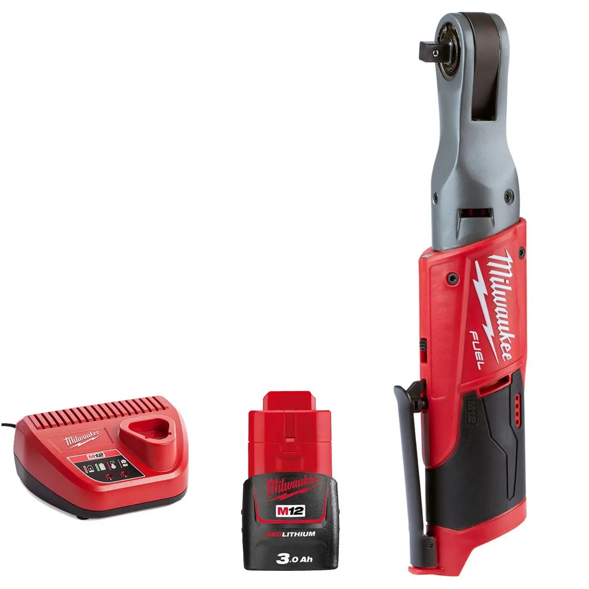 Milwaukee M12fir38-0 12V 3/8" Fuel Brushless Ratchet With 1 X 3.0Ah Battery & Charger 1