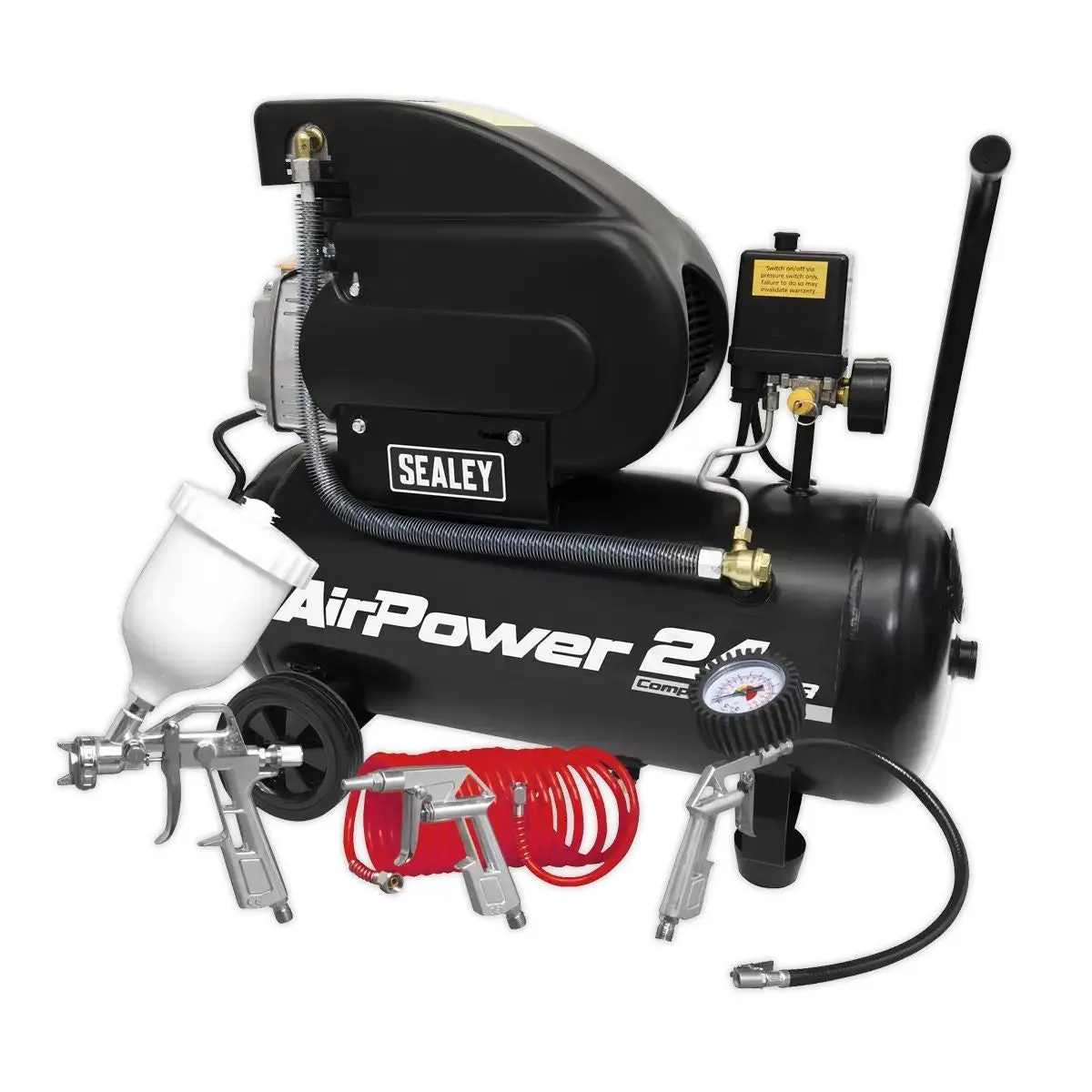 Sealey Sac2420apk 24L Direct Drive Air Compressor 230V/13A With 4Pc Air Accessory Kit 1