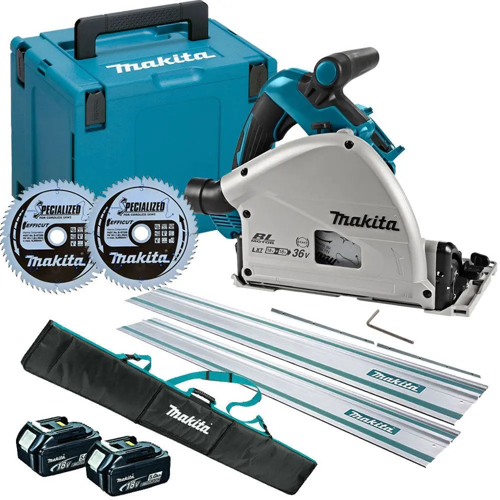 Makita Dsp601zju 36V 165Mm Brushless Aws Plunge Saw 2 X 5.0Ah & Accessories 1