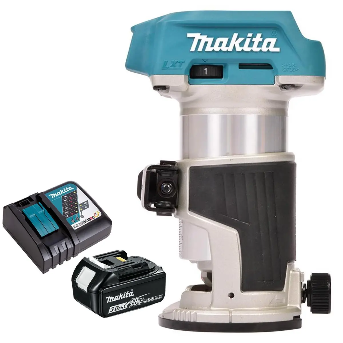 Makita Drt50zx4 18V Brushless Router Trimmer With 1 X 3.0Ah Battery & Charger 1