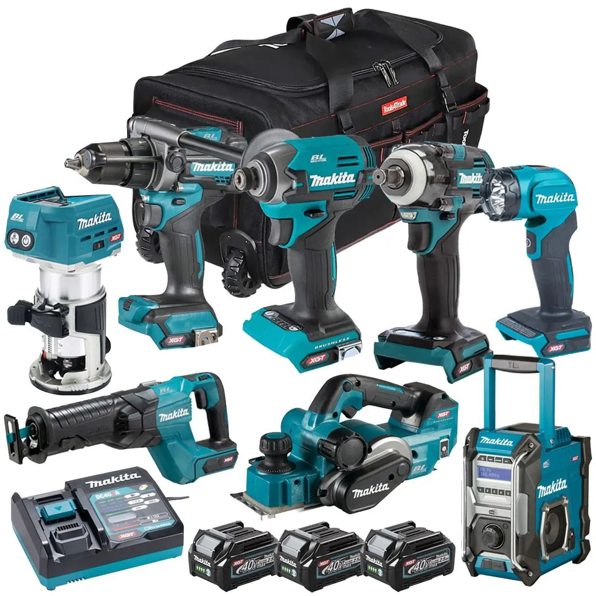 Makita 40V Xgt 8 Piece Brushless Power Tool Kit With 3 X 2.5Ah Battery T4tkit-16046 1