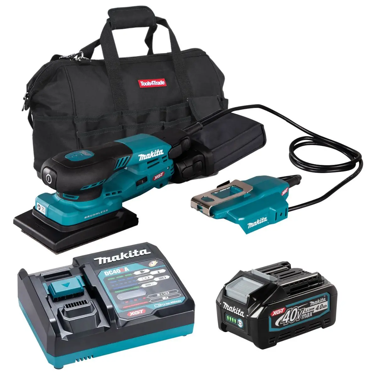 Makita Bo005cgz 40V Xgt 80 X 130Mm Brushless Orbital Sander With 1 X 4.0Ah Battery Charger & Bag 1
