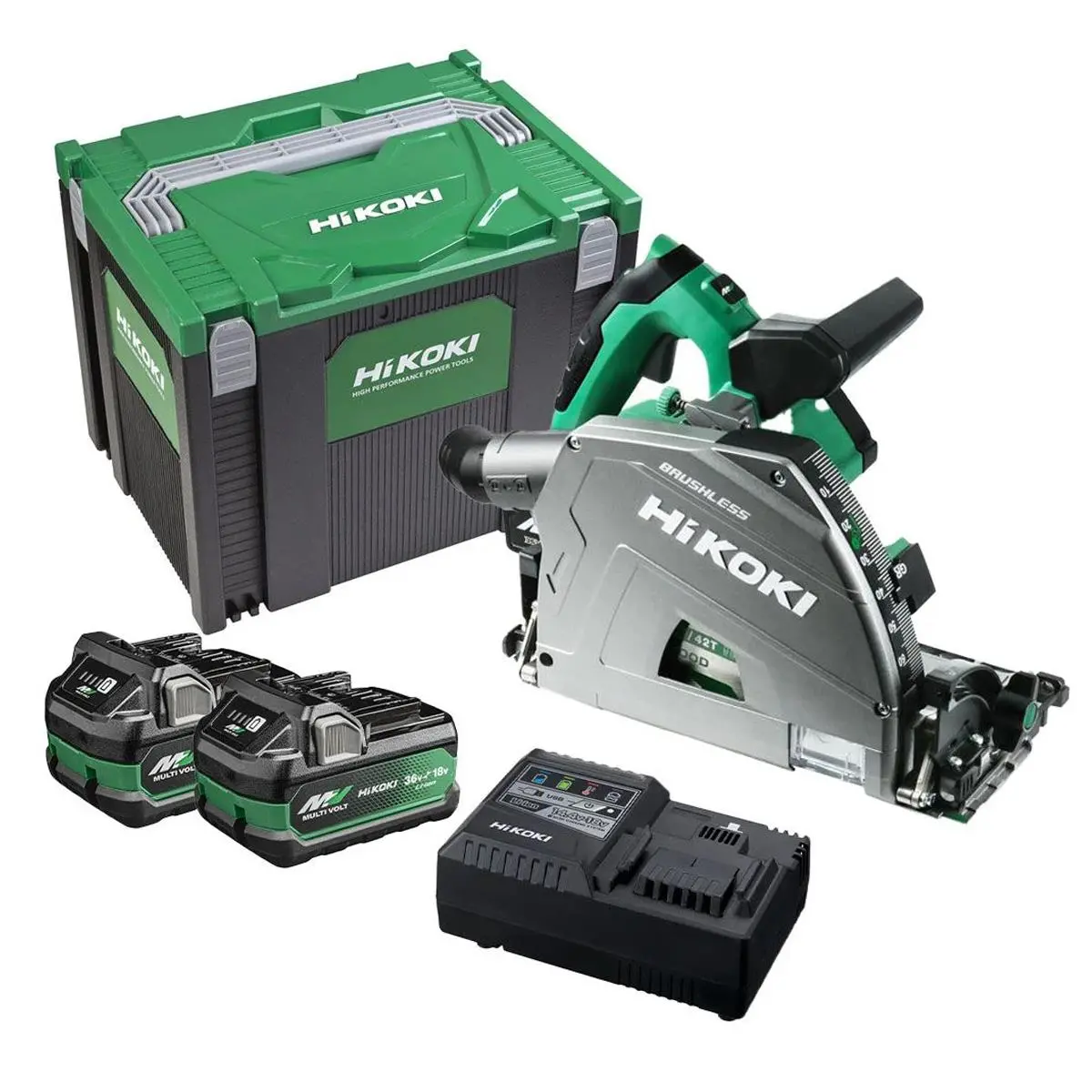 Hikoki C3606dpajvz 36V Multivolt Brushless 165Mm Plunge Saw With 2 X 4.0/8.0Ah Battery, Charger & Case 1