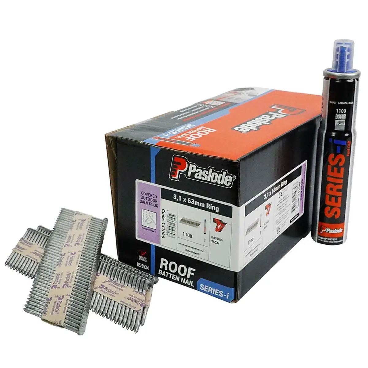 Paslode 141089 63Mm X 3.1Mm Galvanised Plus Roof Batten Nails - Pack Of 1100 1