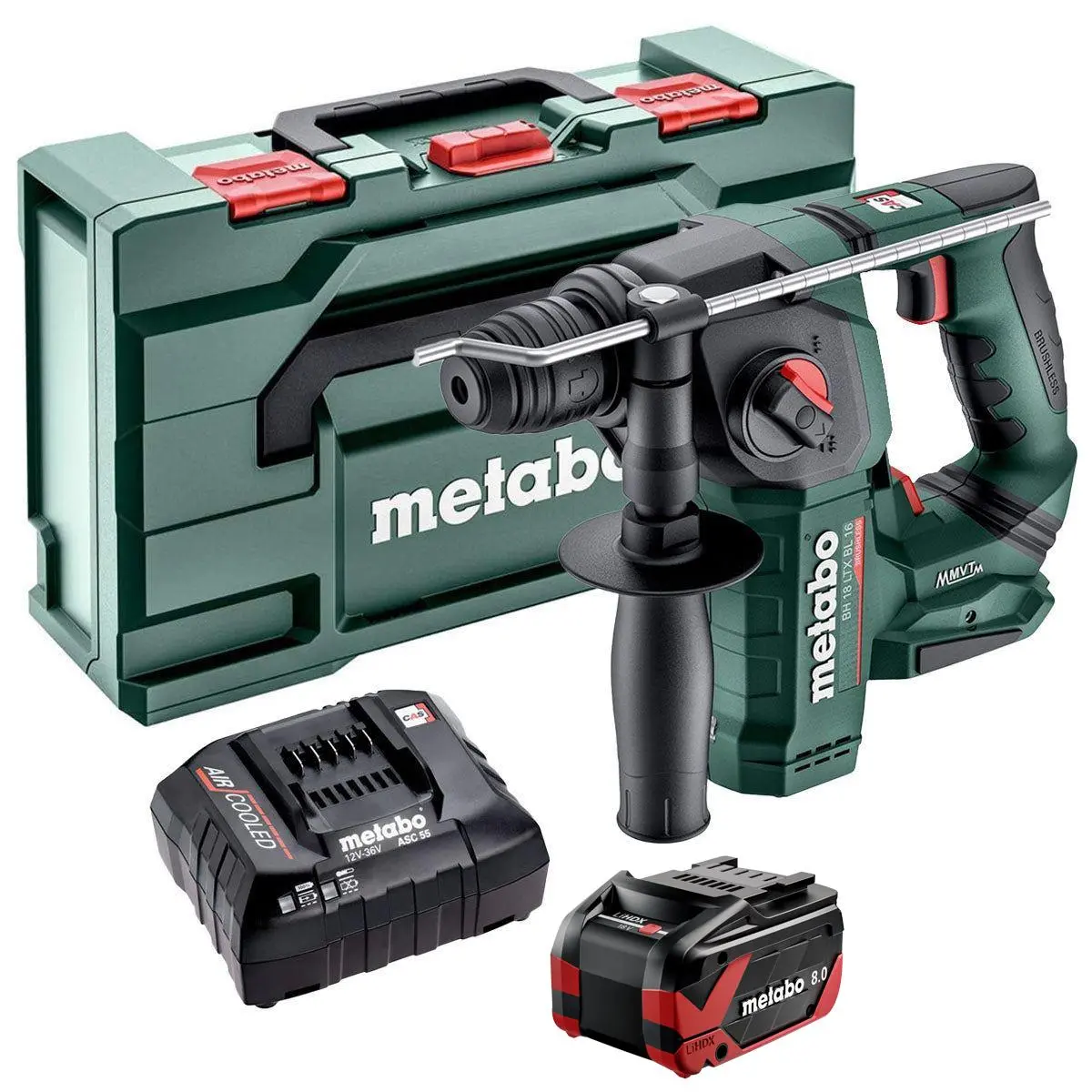 Metabo Bh 18 Ltx Bl 16 18V Brushless Sds+ Rotary Hammer With 1 X 8.0Ah Battery Charger & Metabox 1