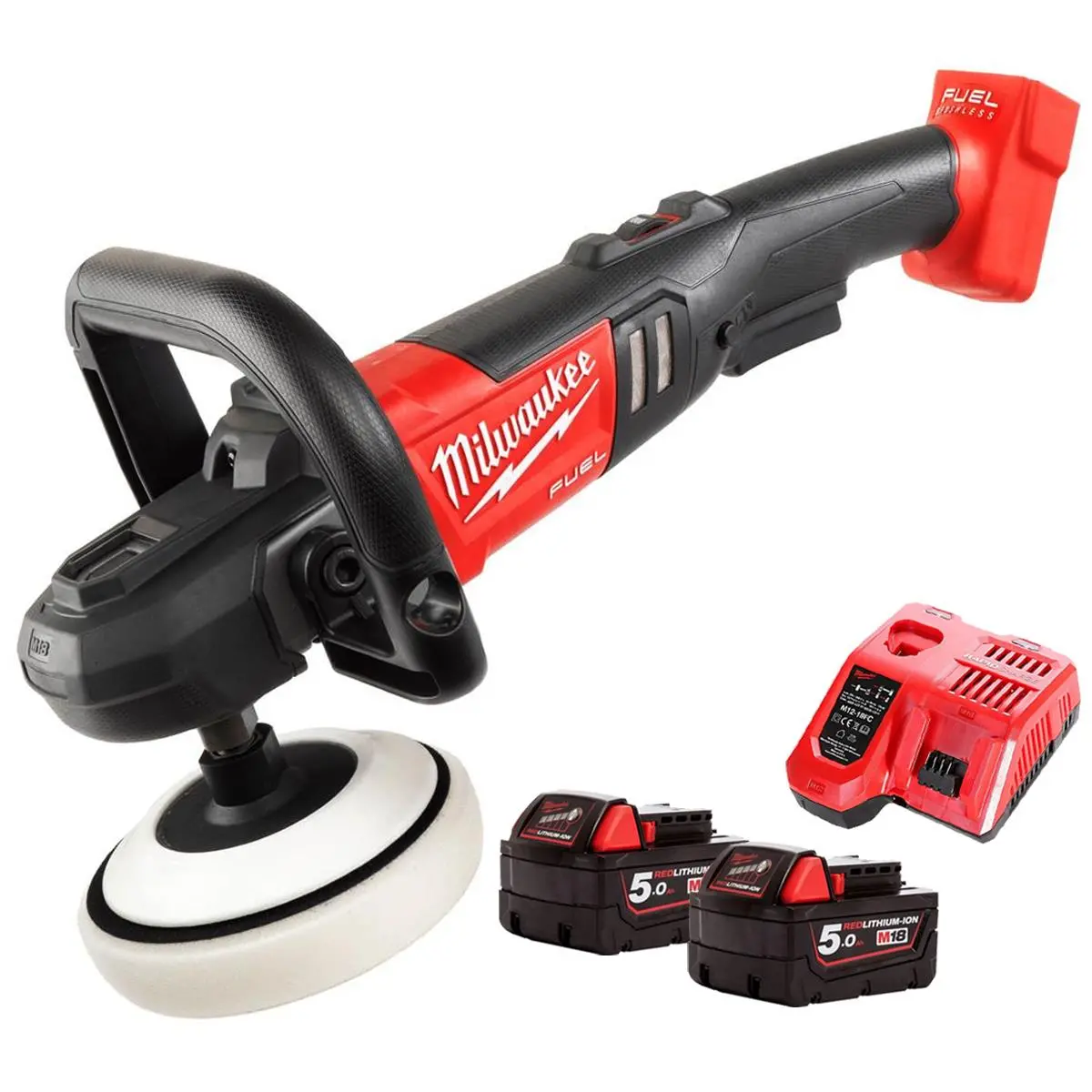 Milwaukee M18fap180-0 18V 180Mm Fuel Brushless Polisher With 2 X 5.0Ah Battery & Charger 1