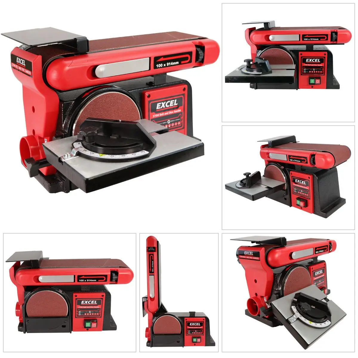 Excel 370W 4" Electric Bench Belt & Disc Sander Heavy Duty 240V 2