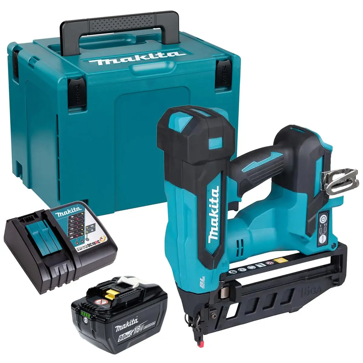 Makita Dbn601zj 18V Lxt Brushless 16Ga Straight Finishing Nailer With 1 X 9.0Ah Battery Charger & Case 1