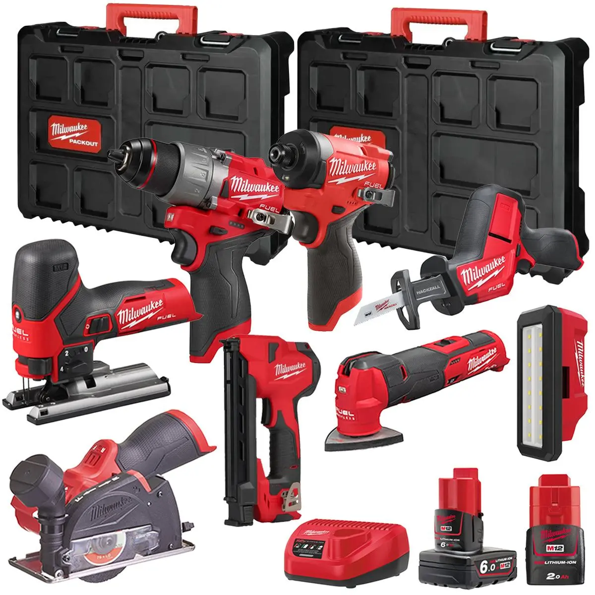 Milwaukee M12fpp7b2-642P 12V Fuel 8 Piece Powerpack Tool Kit With 1 X 6.0Ah & 2.0Ah Batteries, Charger & Case 1