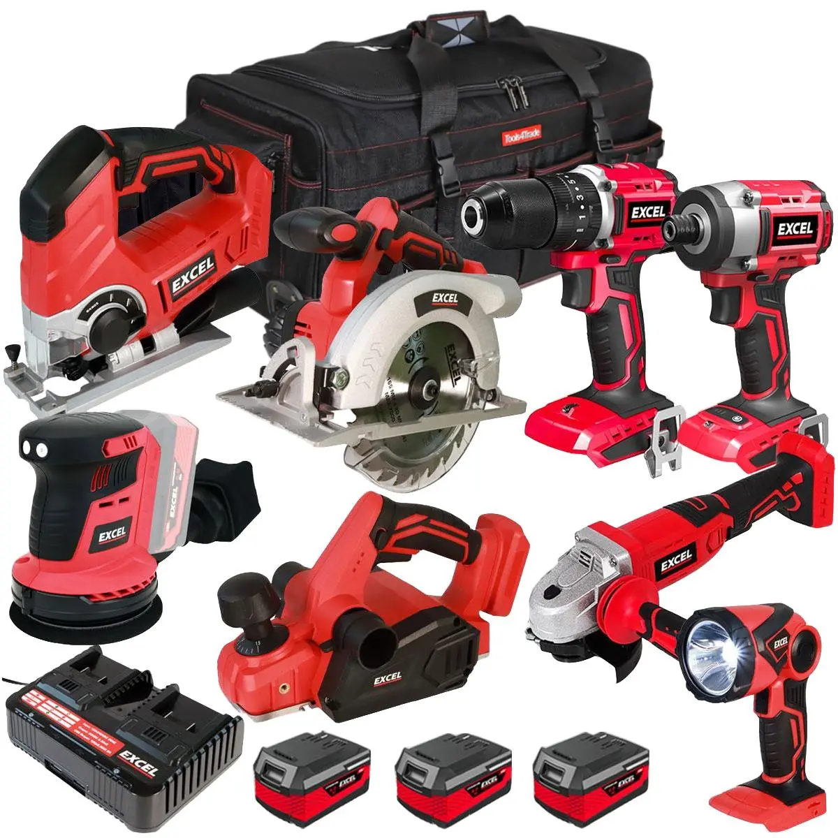 Excel 18V 8 Piece Combo Kit With 3 X 4.0Ah Batteries & Charger Exlkit-16292 1