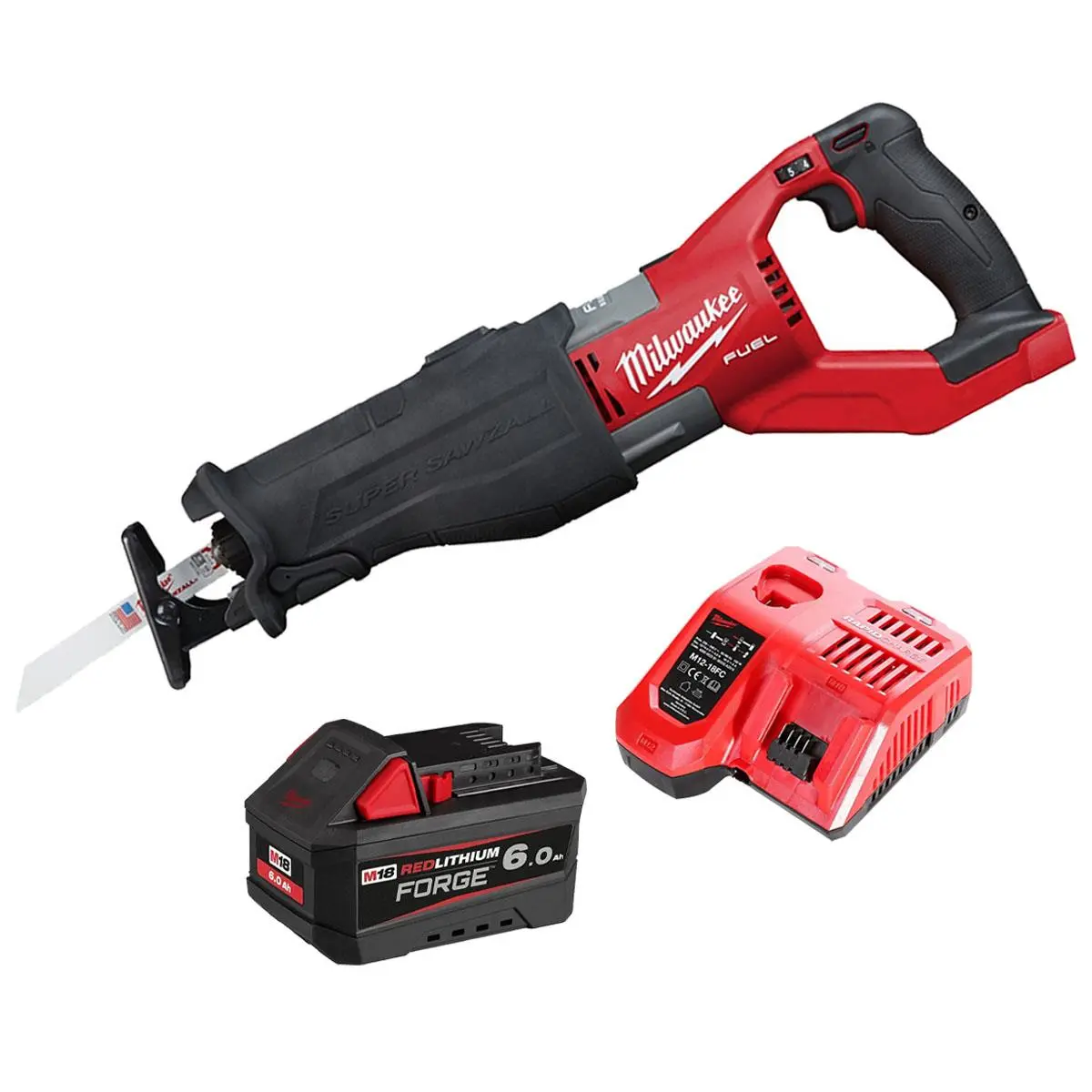 Milwaukee M18fsx-0 18V M18 Fuel Sawzall Reciprocating Saw With 1 X 6.0Ah Battery & Charger 1
