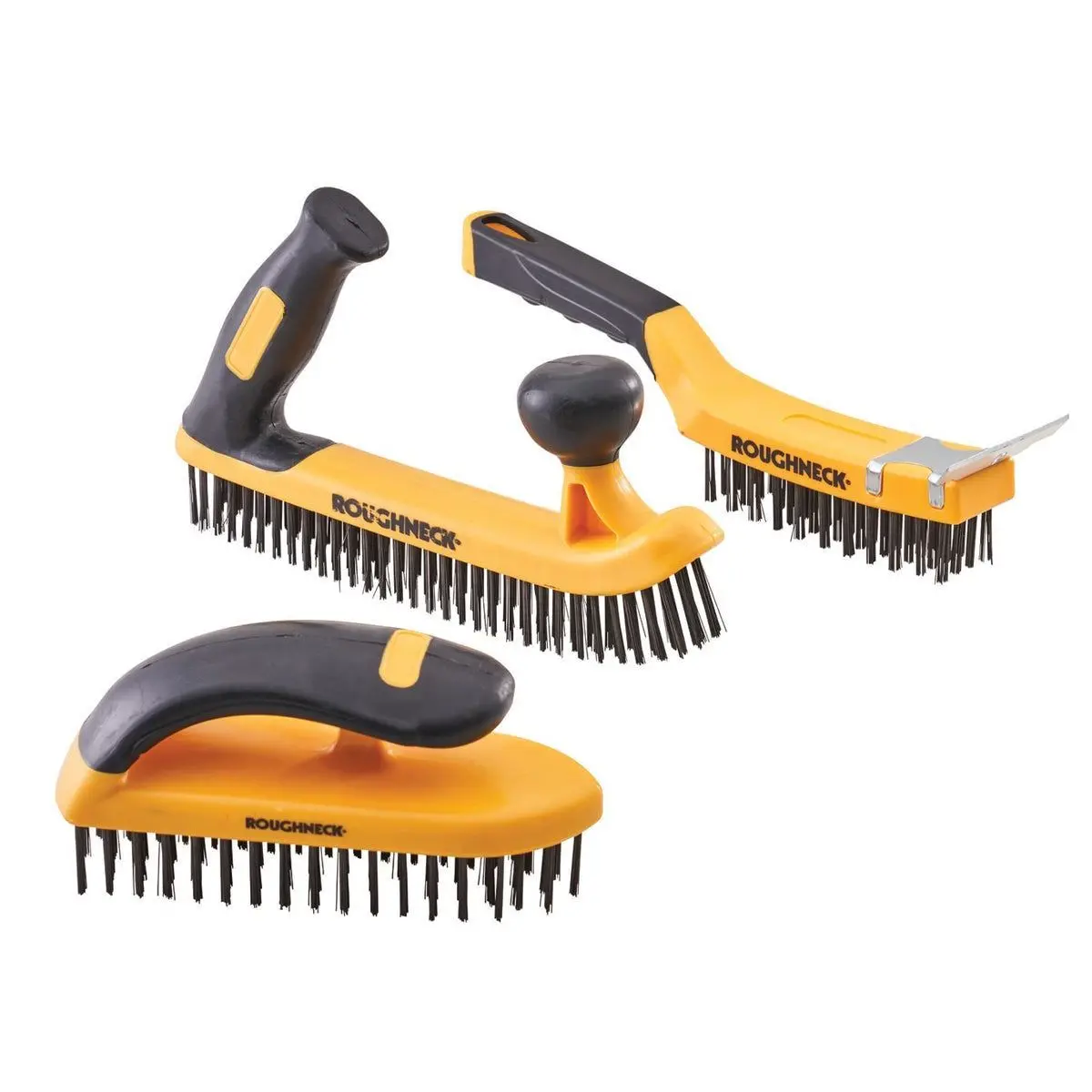 Roughneck 3 Piece Heavy Duty, Durable Wire Brush Set Cleaning Tools For Tough Jobs Xms24wbrush 1
