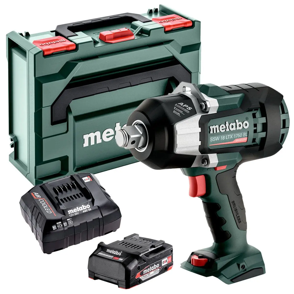 Metabo Ssw 18 Ltx 1750 Bl 18V Brushless 3/4" Impact Wrench With 1 X 2.0Ah Battery Charger & Metabox 1