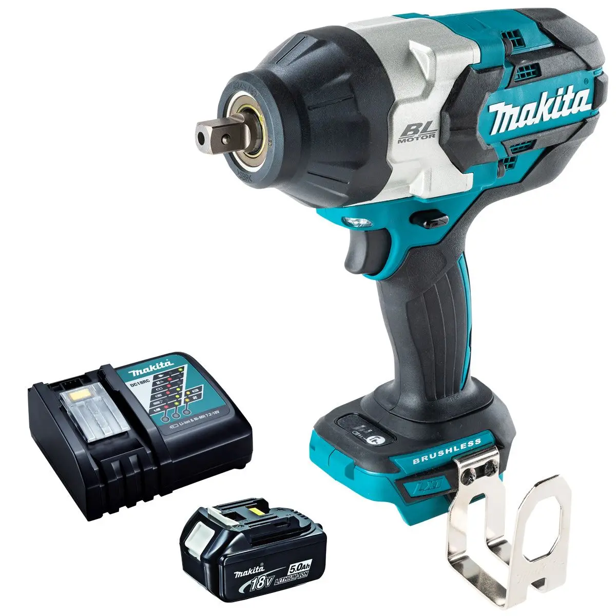 Makita Dtw1004z 18V Brushless 1/2" Impact Wrench With 1 X 5.0Ah Battery & Charger 1