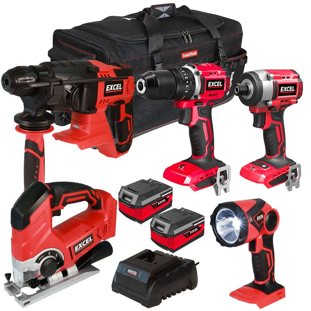 Excel 18V Cordless 5 Piece Tool Kit With 2 X 4.0Ah Batteries & Charger Exl5232 1