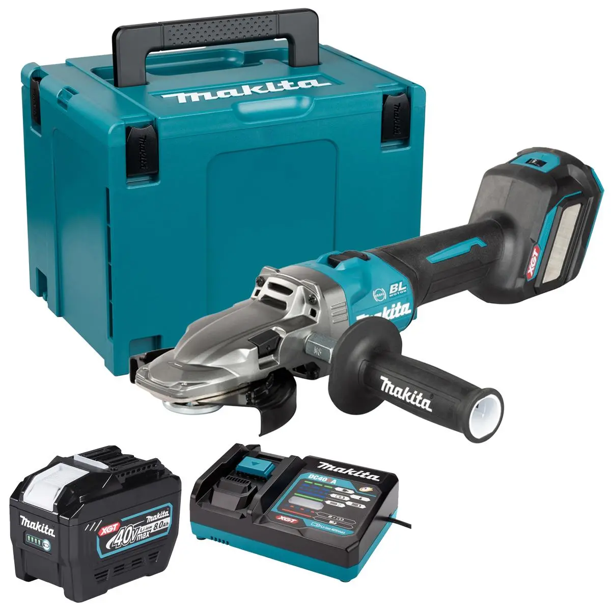Makita Ga055gz01 40V Max Xgt Brushless Angle Grinder With 1 X 8.0Ah Battery Charger & Case 1