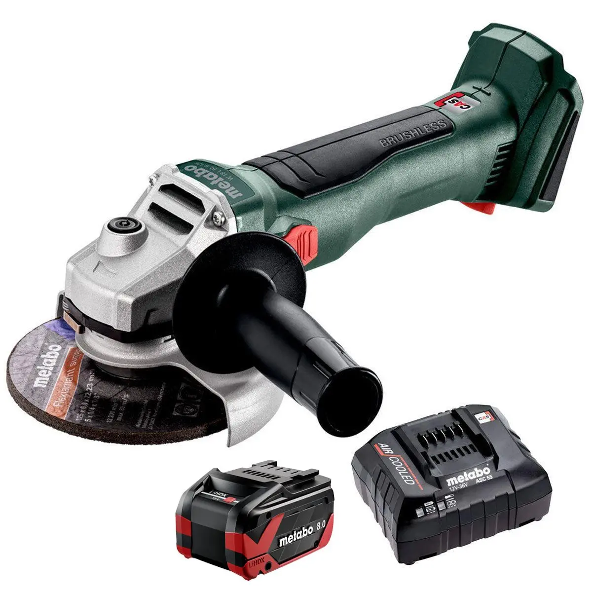 Metabo W 18 L Bl 9-125 18V Brushless 125Mm Angle Grinder With 1 X 8.0Ah Battery & Charger 1