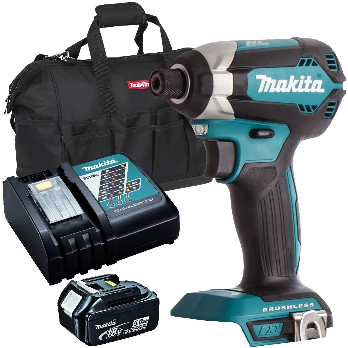Makita Dtd153z 18V Brushless Impact Driver With 1 X 5.0Ah Battery Charger & Bag 1