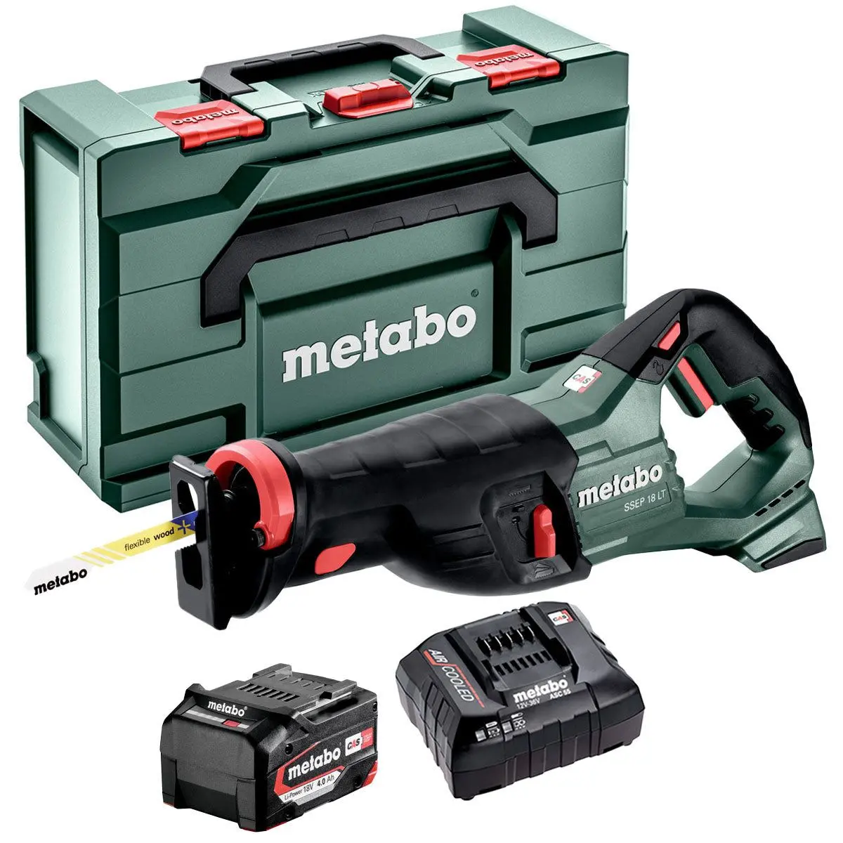 Metabo Ssep 18 Lt 18V Sabre Saw With 1 X 4.0Ah Battery Charger & Metabox 1