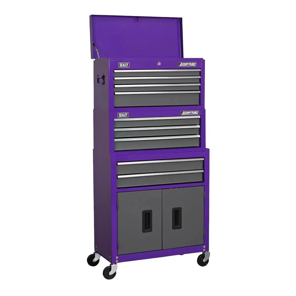 Sealey Ap2200bbcpstack Topchest Mid-Box Rollcab 9 Drawer Stack Purple 1