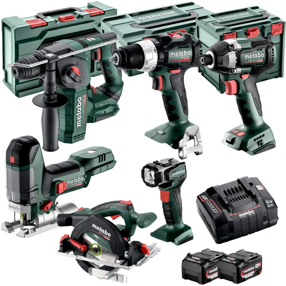 Metabo 18V 6 Piece Brushless Combo Kit With 2 X 5.2Ah Batteries & Charger T4tkit-17620 1
