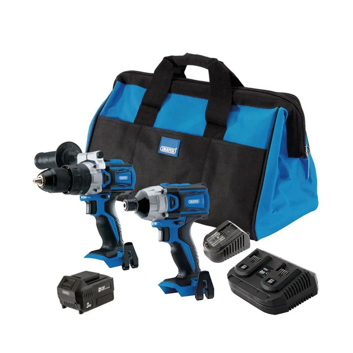 Draper Ptkd20cdkit D20 Combi/Driver Kit 1X 4.0Ah & 1X 3.0Ah Batteries With Charger 70367 1