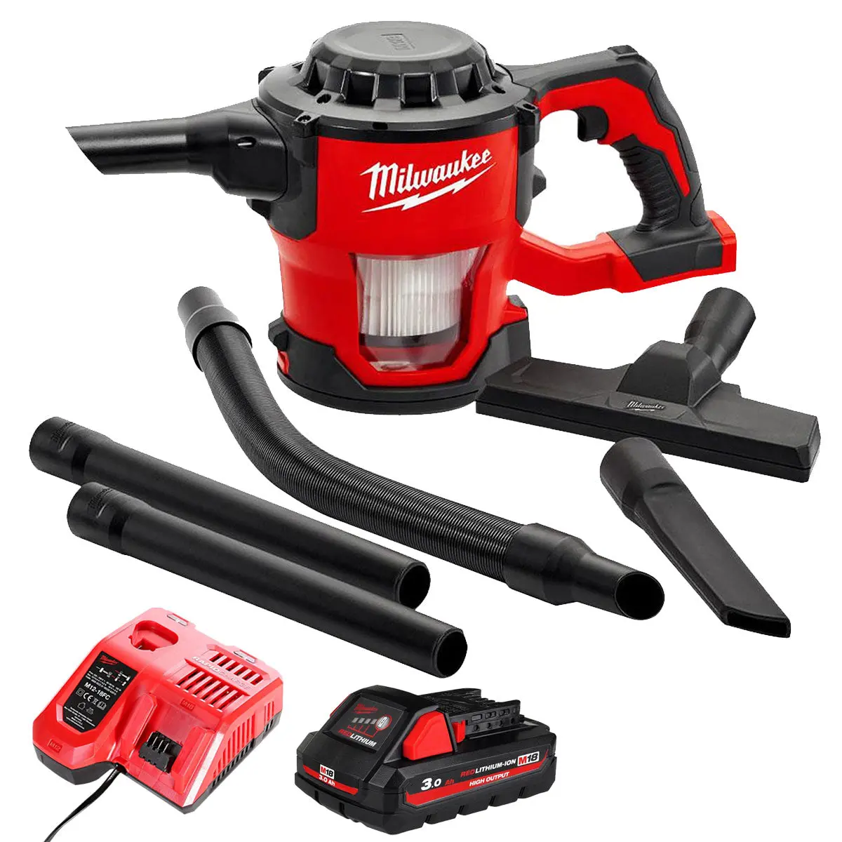 Milwaukee M18cv-0 18V Compact Hand Vacuum With 1 X 3.0Ah Battery & Charger 1