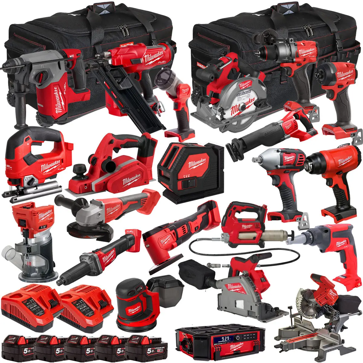 Milwaukee 18V 22 Piece Combo Kit With 5 X 5.0Ah Battery & Charger T4tkit-32210 1