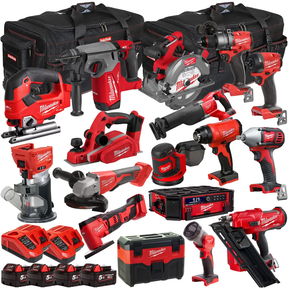 Milwaukee 18V 17 Piece Combo Kit With 4 X 5.0Ah Battery & Charger T4tkit-32211 1