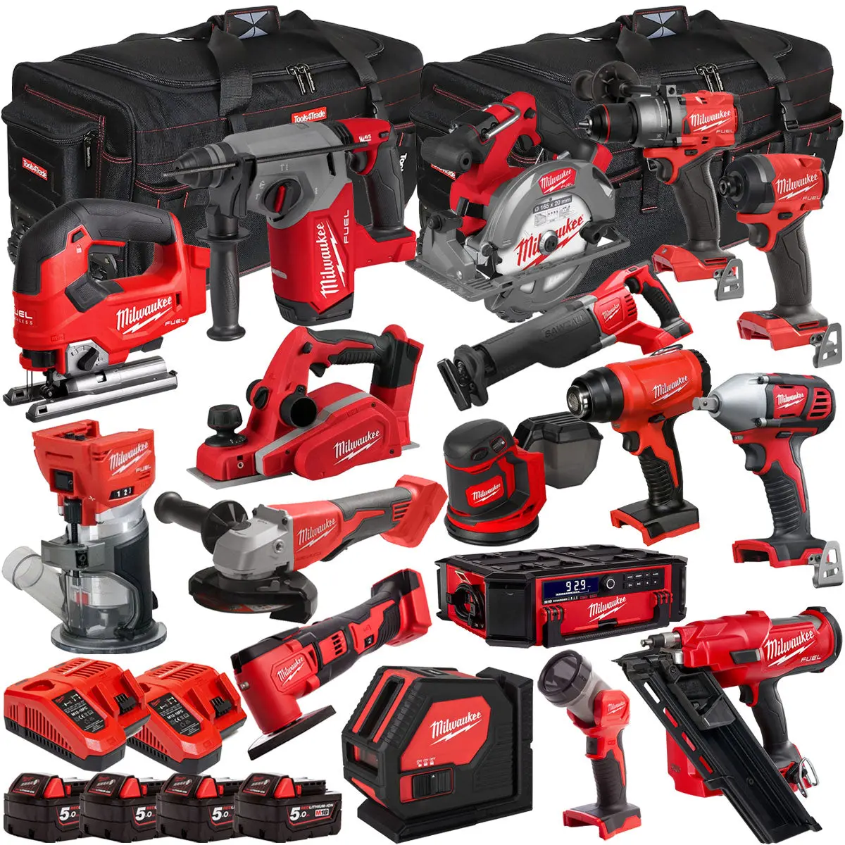 Milwaukee 18V 17 Piece Combo Kit With 4 X 5.0Ah Battery & Charger T4tkit-32212 1