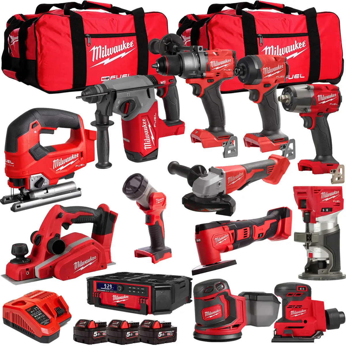 Milwaukee 18V 13 Piece Combo Kit With 3 X 5.0Ah Battery & Charger T4tkit-32227 1