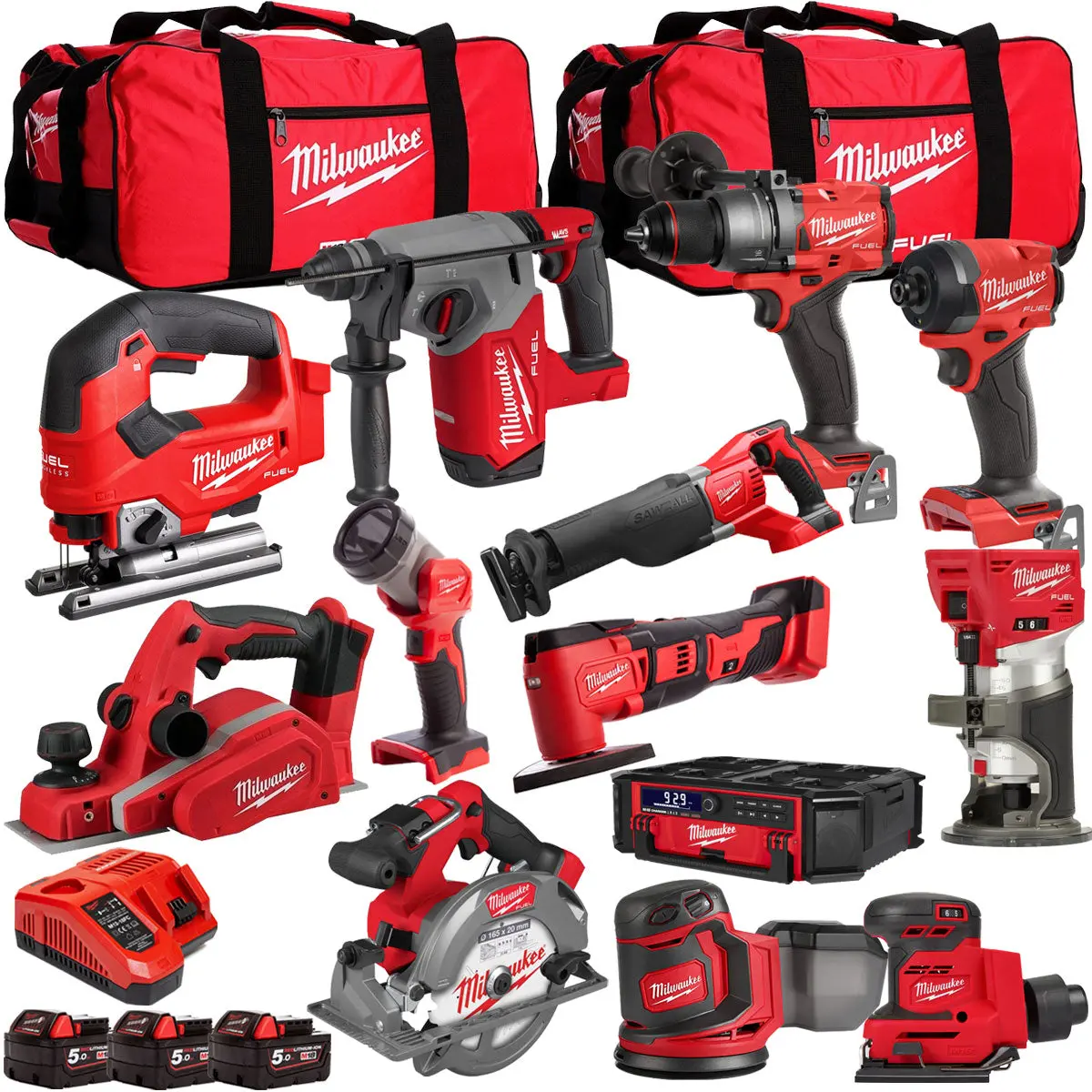 Milwaukee 18V 13 Piece Combo Kit With 3 X 5.0Ah Battery & Charger T4tkit-32228 1
