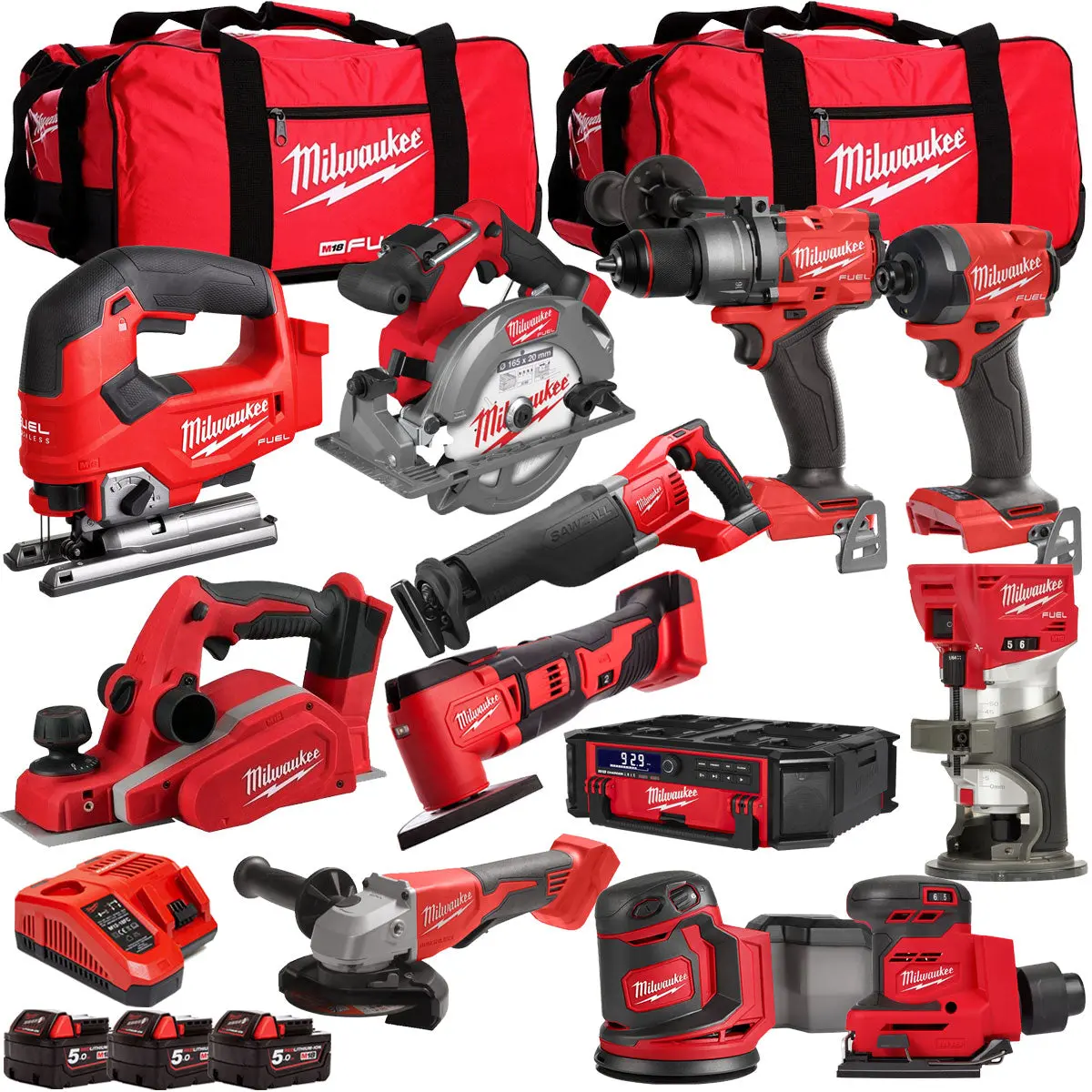 Milwaukee 18V 12 Piece Combo Kit With 3 X 5.0Ah Battery & Charger T4tkit-32229 1