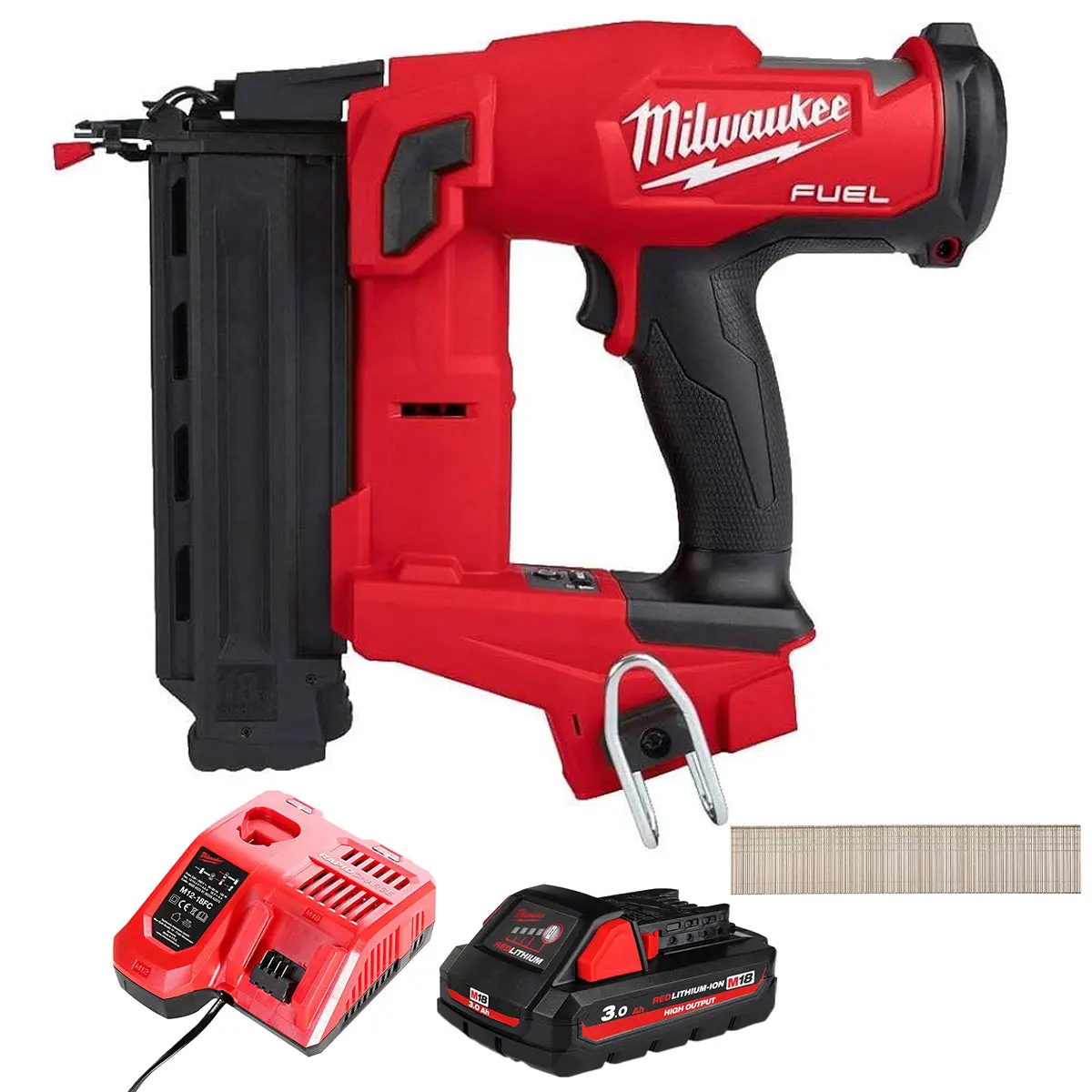 Milwaukee M18fn18gs-0 18V Fuel Brushless Second Fix Nailer With 1 X 3.0Ah Battery Charger & 5000 Piece Brad Nails 1