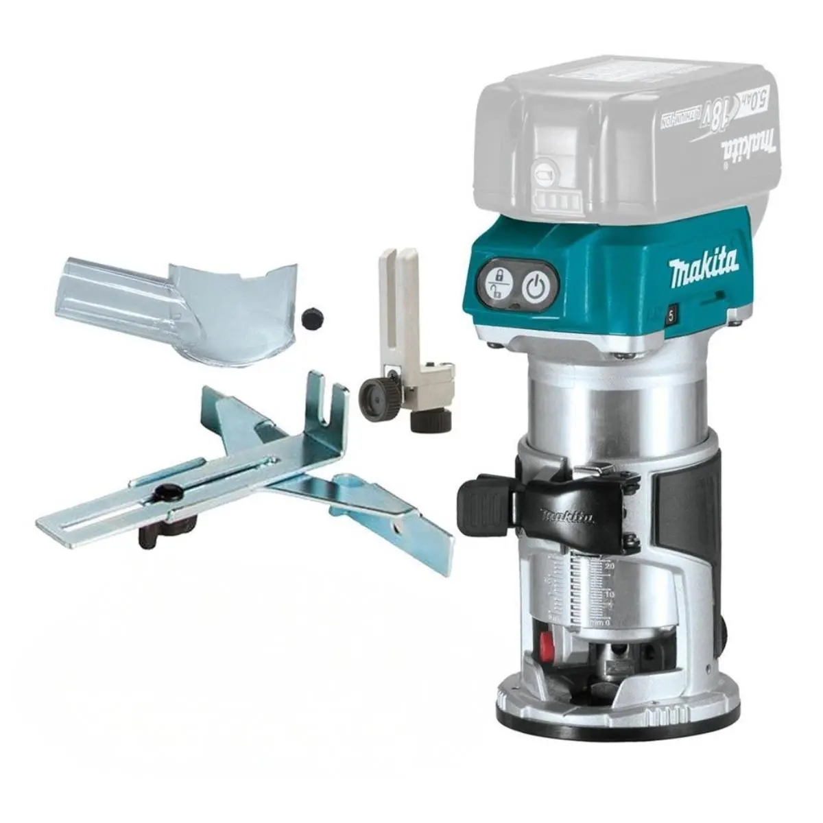 Makita Drt50zx4 18V Lxt Li-Ion Brushless Router Trimmer With Trimmer Guide 1