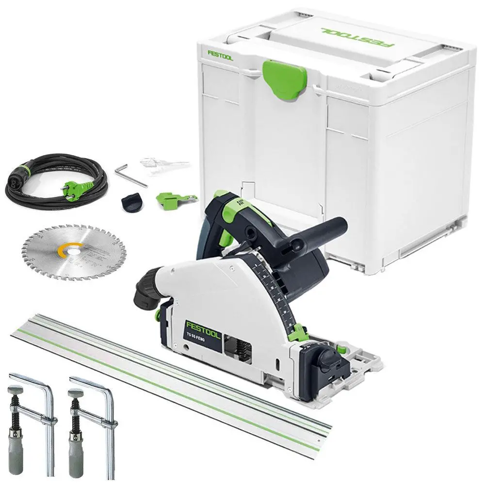 Festool Ts 55 Febq-Plus 230V Gb 160Mm Circular Plunge-Cut Saw - 576706 With Guide Rail & Clamp 1