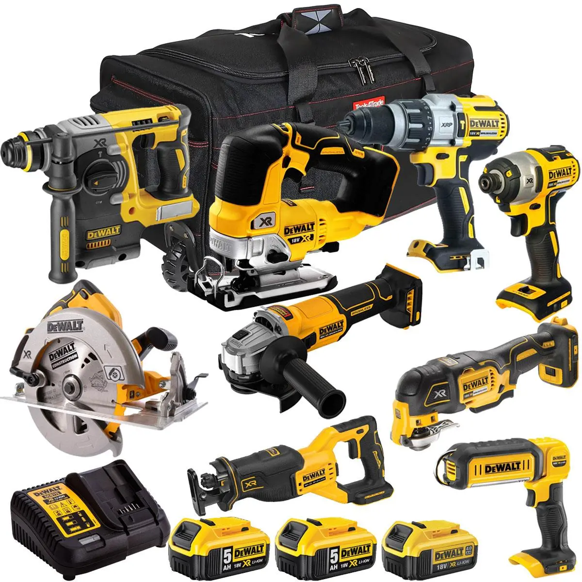 Dewalt 18V 9 Piece Combo Kit With 3 X Batteries & Charger T4tkit-1572 1