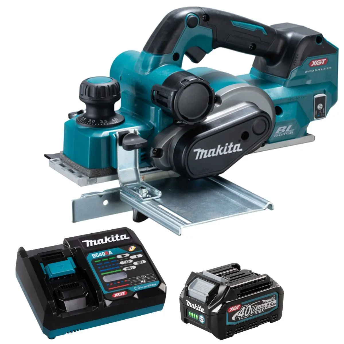 Makita Kp001gz 40V 82Mm Brushless Planer With 1 X 2.5Ah Battery & Charger 1