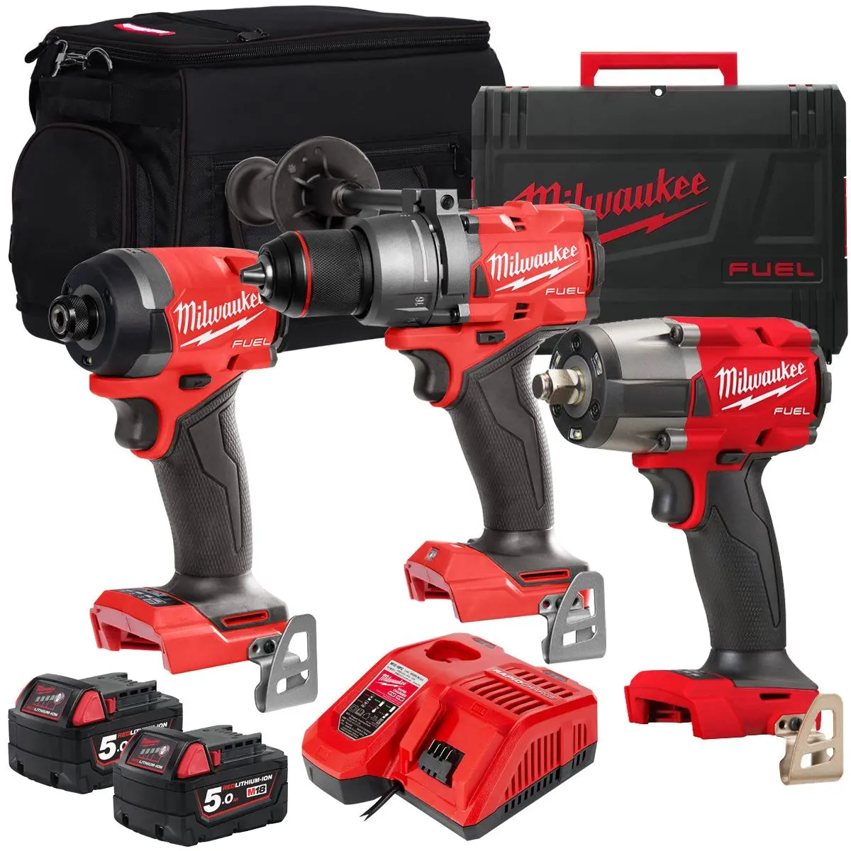 Milwaukee 18V 3 Piece Power Tool Kit With 2 X 5.0Ah Batteries T4tkitm-107 1